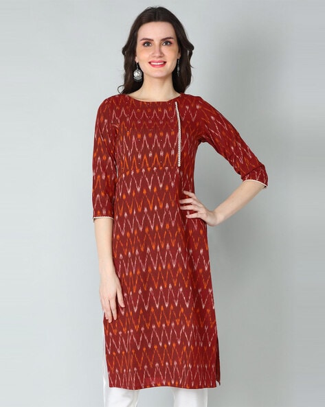 Mon Ange 3/4th Sleeve Ladies Boat Neck Silk Kurti, Size: XS - XXXXL at Rs  150 in Jaipur