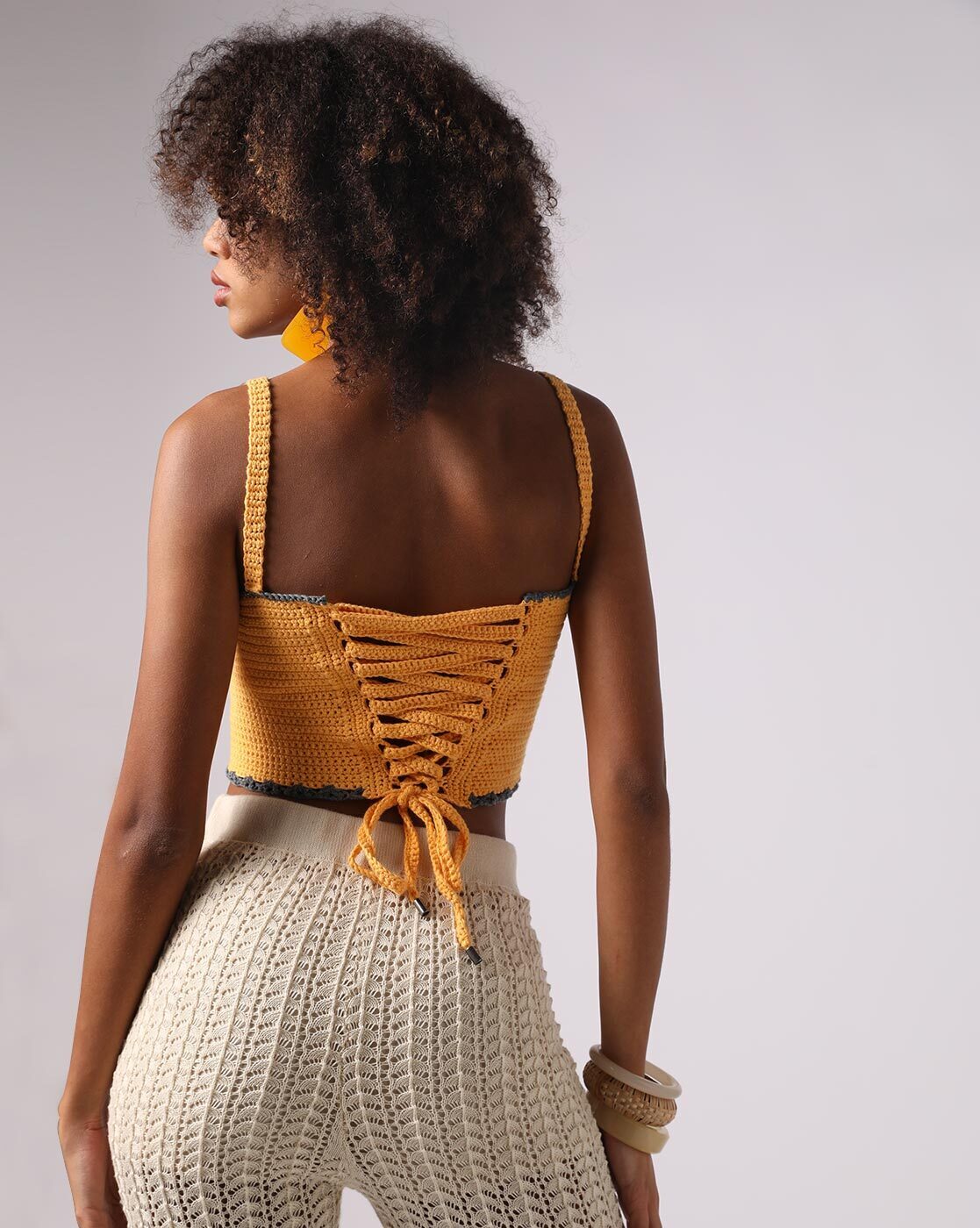 Mustard best sale crochet top