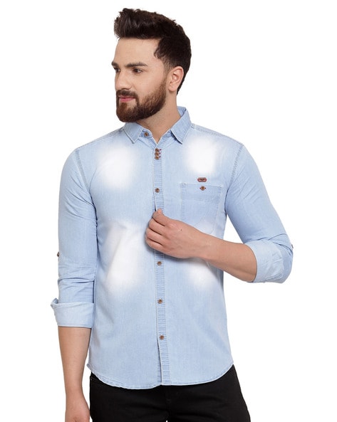 Buy HIGHLANDER Men Grey Slim Fit Denim Casual Shirt - Shirts for Men  1816483 | Myntra