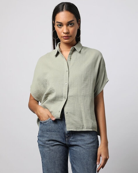 Cotton Linen: Olive Cotton Linen Shirts By The Souled Store