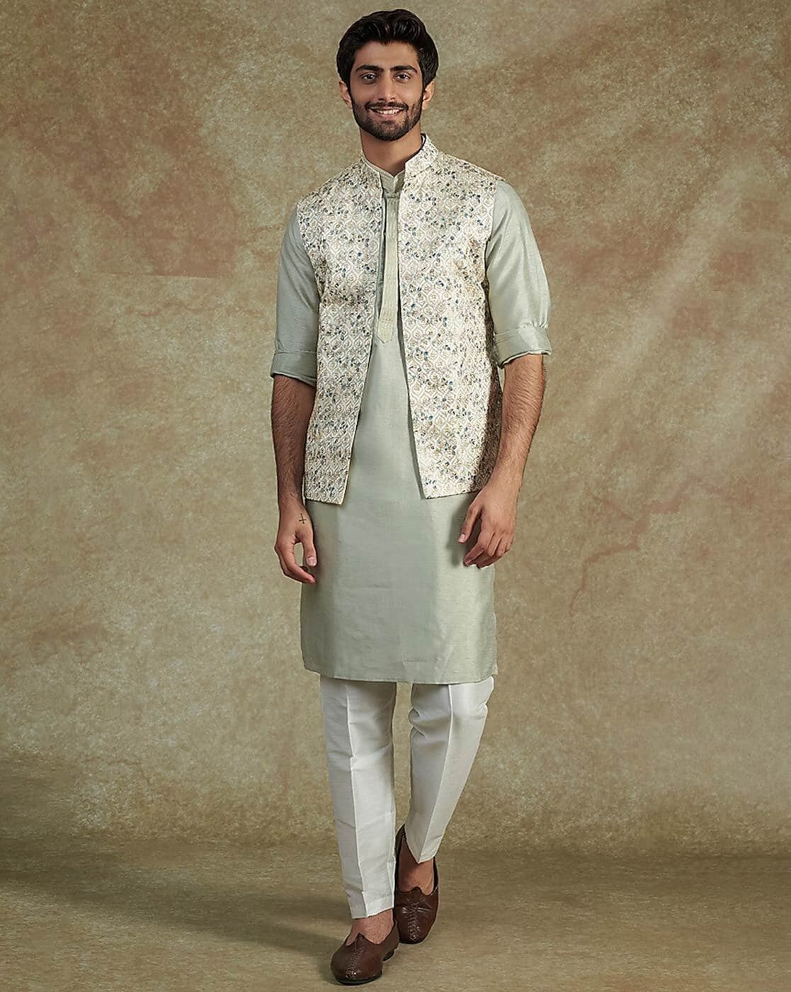 Kurta with waistcoat deals for mens