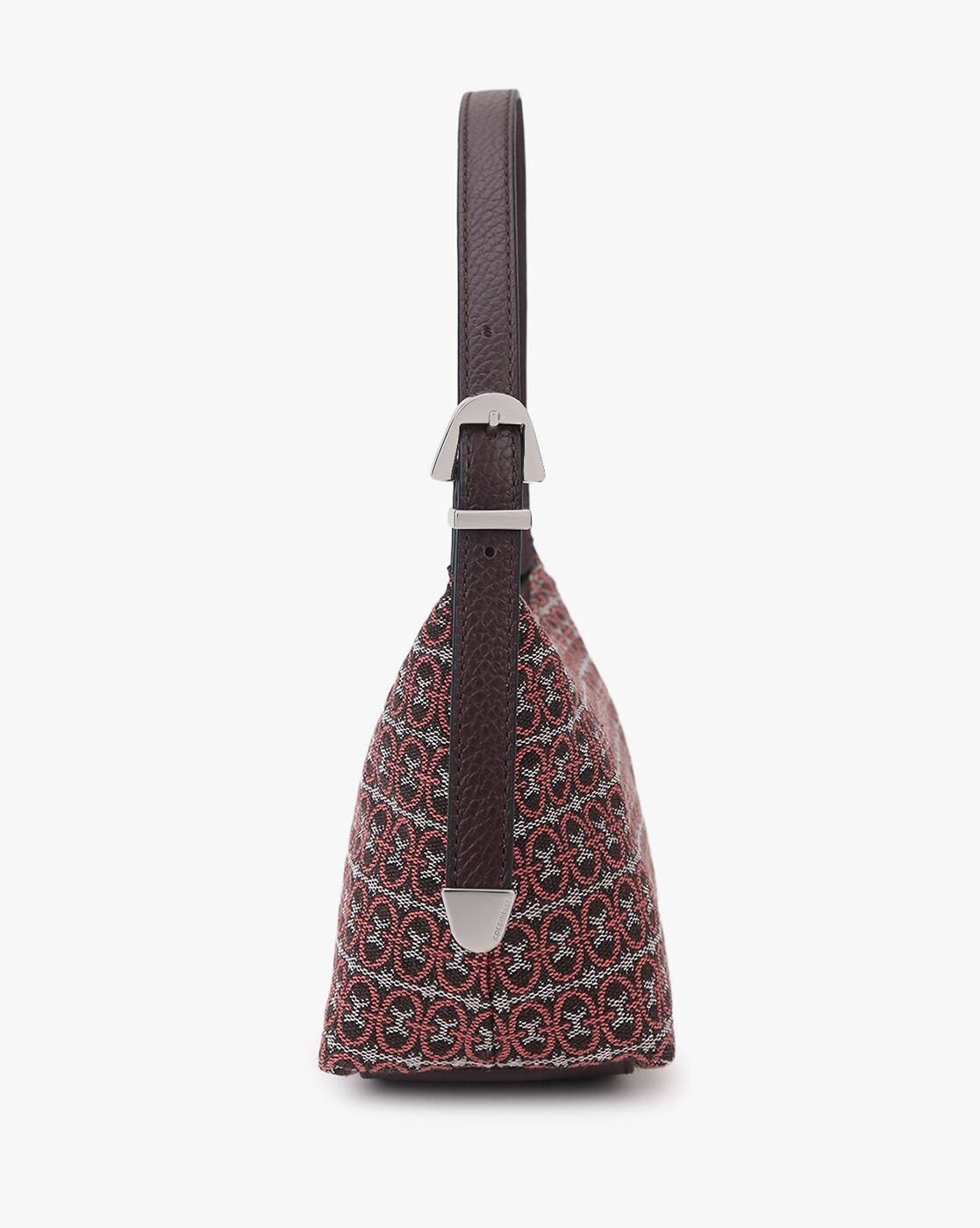 Buy COCCINELLE Gleen Monogram Jacquard Mini Shoulder Bag | Berry