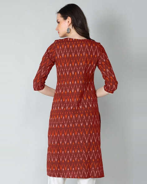 Ikkat kurti 2024 neck designs