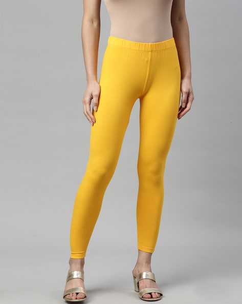 Buy Lyra Yellow Cotton Mid Rise Leggings for Women Online @ Tata CLiQ