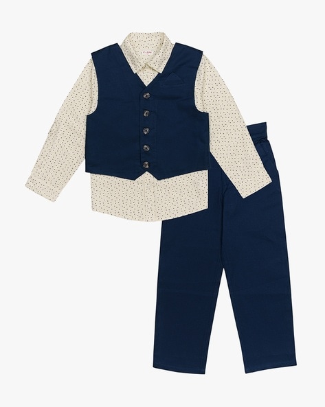 3 Piece Suit Set with Shirt, Trousers and Waistcoat for Kids and Boys