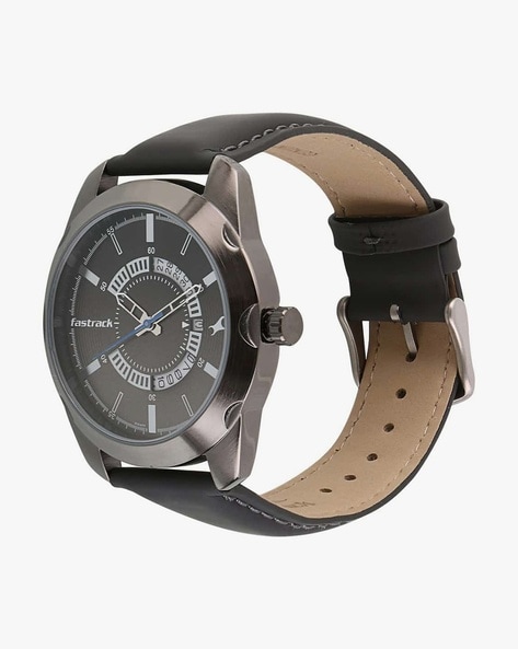 All nighters black best sale dial leather strap watch