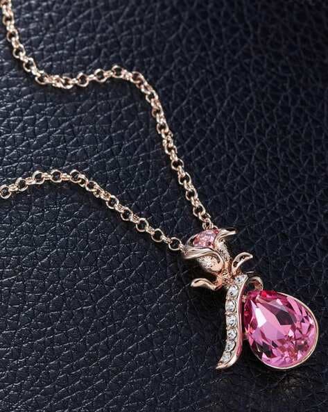 Attract Soul necklace, Pink, Rhodium plated | Swarovski