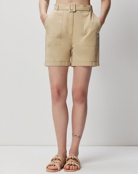 Khaki utility hot sale shorts womens