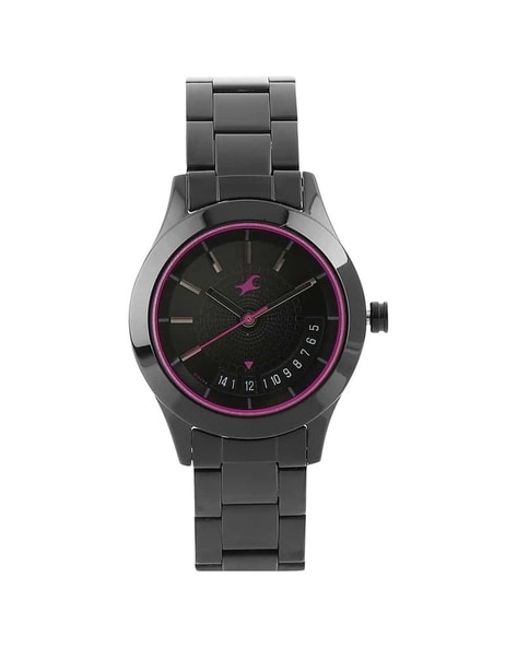 Black metal 2024 strap watches fastrack