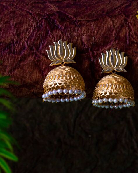 Matte Gold Floral Cluster Dangle Earrings