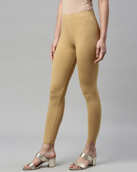 Beige ankle length outlet leggings