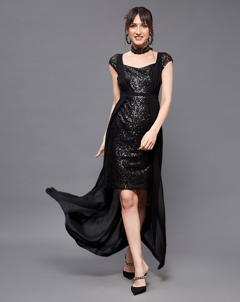 Womens Black Sequins Dresses