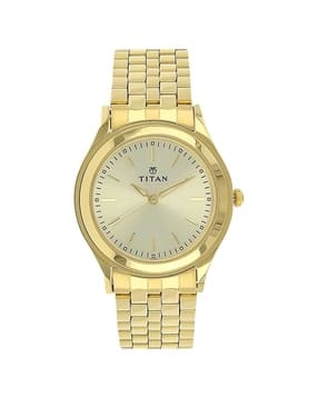 NP1648YM02 Champagne Dial Golden Stainless Steel Strap Watch-image-4