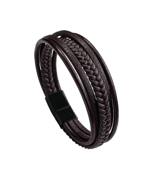 Genuine Leather Handmade Braid Multicolor Bracelet Titanium Magnetic Clasp  Size  Fruugo IN