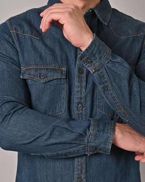Amazon.com: Wjnvfioo Spring Autumn Men Denim Thin Shirt Soft Cotton Two  Pockets Slim Fit Jeans Cowboy Long Sleeve Shirts : Clothing, Shoes & Jewelry