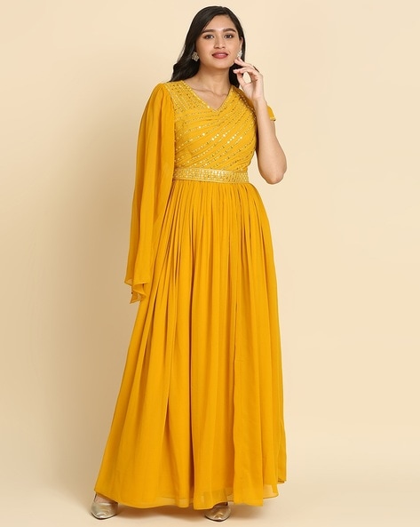 Georgette Embroidered Party Wear Gown, 2 Colour at Rs 1320 in Surat