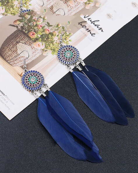 Buy The Quiet Wolf Dream Catcher Single Feather Earring, Extra Long, Red  Feathers, Grizzly Feathers, Feather Symbolism Online in India - Etsy