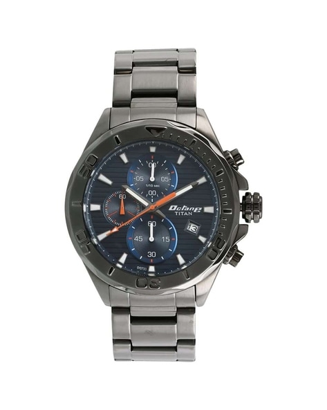 Titan octane blue 2025 dial leather strap