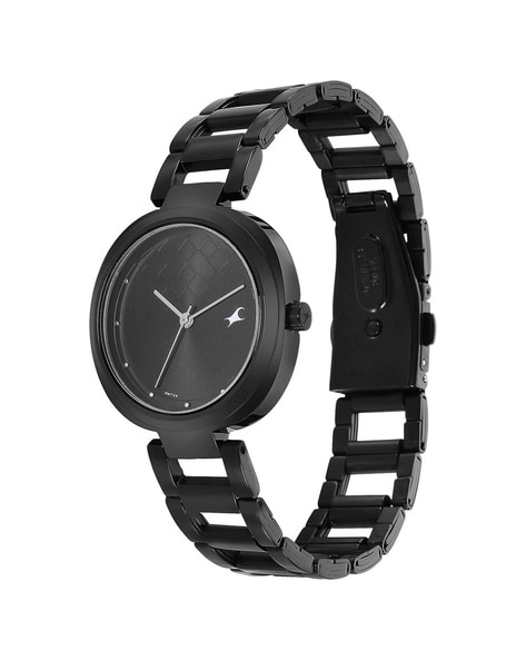 Fastrack black metal online chain watches