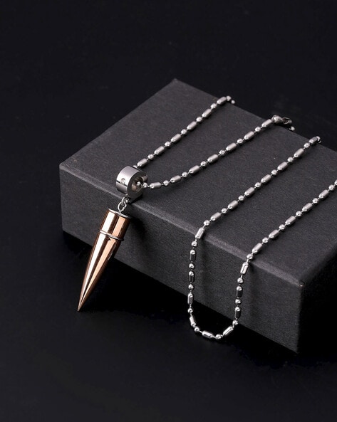 Buy Priyaasi Silver Plated Bullet Drop Chain Necklace for Men Online