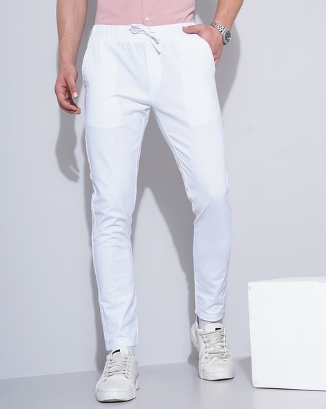 Bershka drawstring waist cargo trousers in white | ASOS