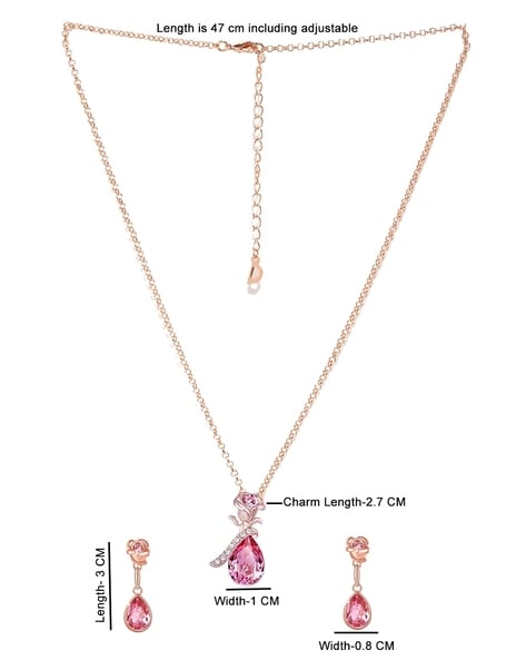 Pink Crystal Teardrop Necklace on Sterling Silver Box Chain – LoveYourBling