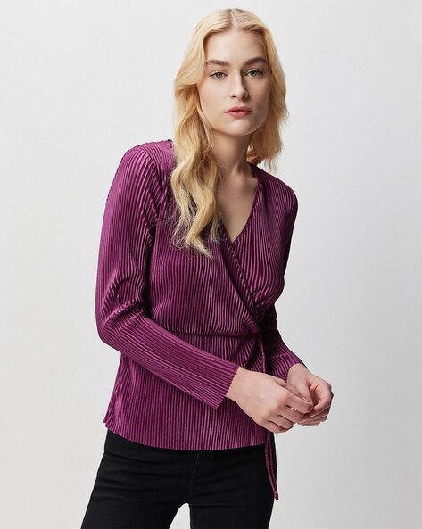 purple wrap blouse