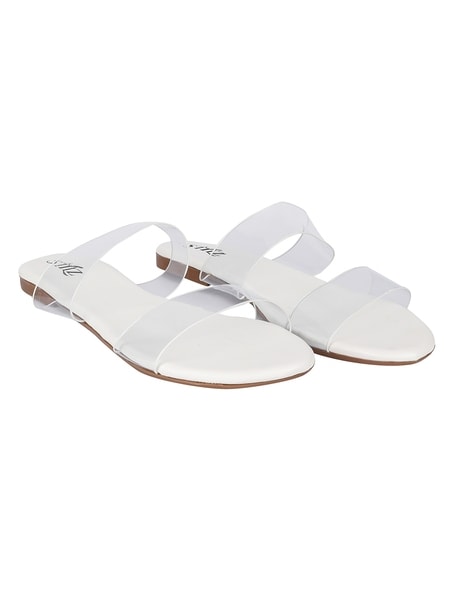 Amazon.com | GORGLITTER Rhinestone Sparkly Sandals Dressy Slip on Summer  Casual Flat Sandals Glitter Open Toe Slides Rhinestone White CN35 | Flats
