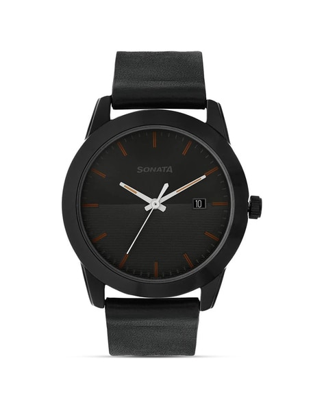 Buy Online Poze by Sonata Quartz Analog Black Dial Leather Strap Watch for  Men - sp70005kl02 | Titan