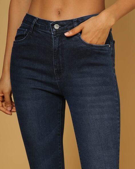 K5094 Lightly Washed High-Rise Mini Flared Jeans