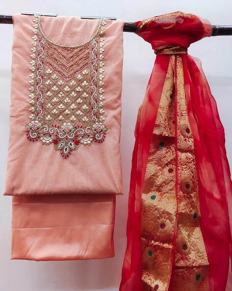 Multi Colour Embroidered Gerogette Anarkali Semi-stitched Salwar Suit -  Fashionuma - 1695138 | Latest dress materials, Dress materials, Party wear  for women
