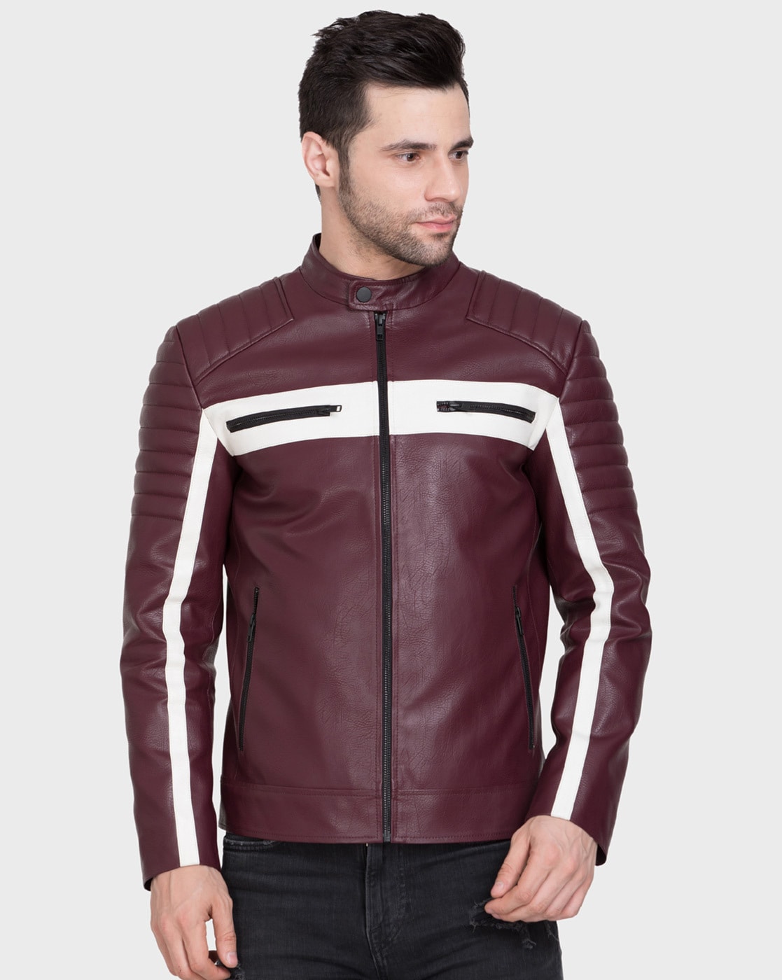 2,000 Burgundy leather jacket Stock Pictures, Editorial Images and Stock  Photos | Shutterstock