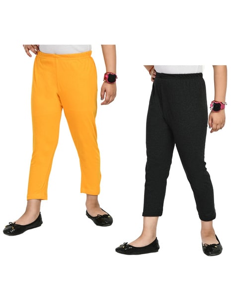 Buy Black & Yellow Trousers & Pants for Girls by INDIWEAVES Online