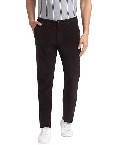 Buy Men Black Solid Regular Fit Trousers Online - 224984 | Peter England