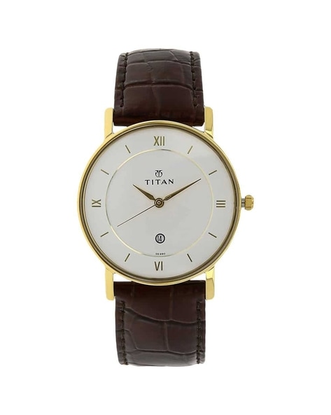 Workwear watch with white dial & leather strap hot sale