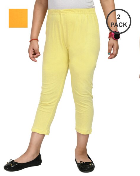 Buy Navy & Yellow Trousers & Pants for Girls by INDIWEAVES Online