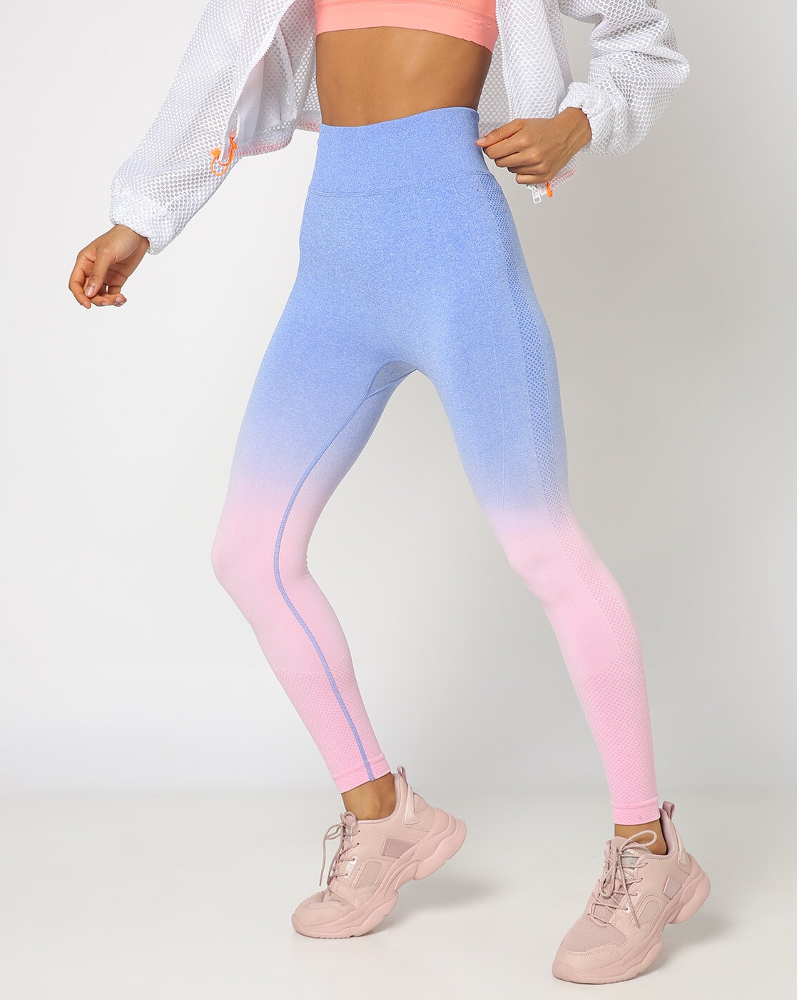 Seamless Ombre Top-stitching Sports Leggings