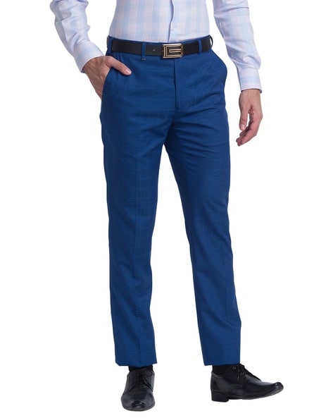 Buy Raymond Men's PLEATLESS Contemporary FIT Dark Blue Formal Trousers  (RMTX02908-B6 108) at Amazon.in