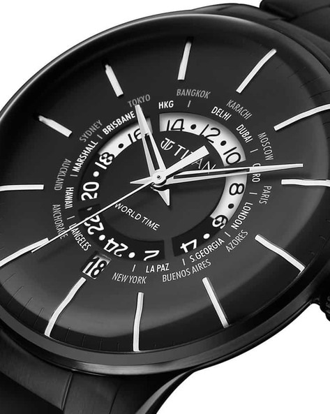 Titan raga black metal watch hot sale