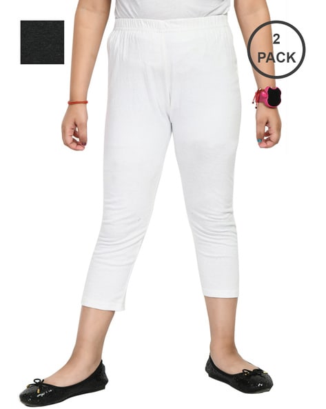 Buy Black & White Trousers & Pants for Girls by INDIWEAVES Online