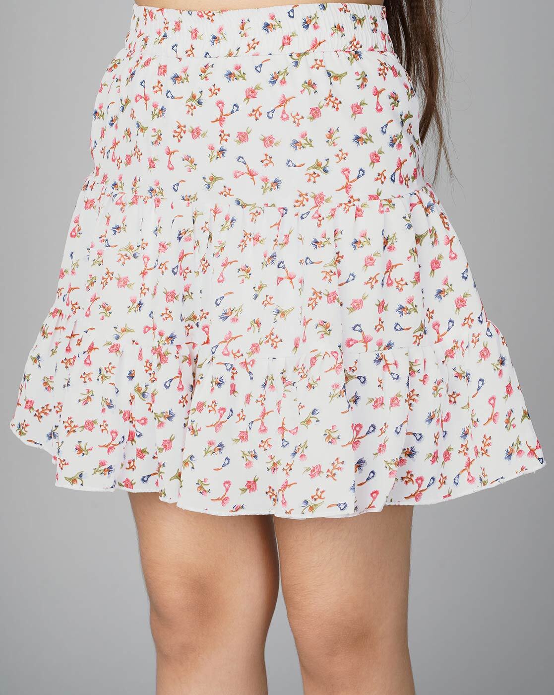 White Printed Skirt Shorts – FflirtyGo