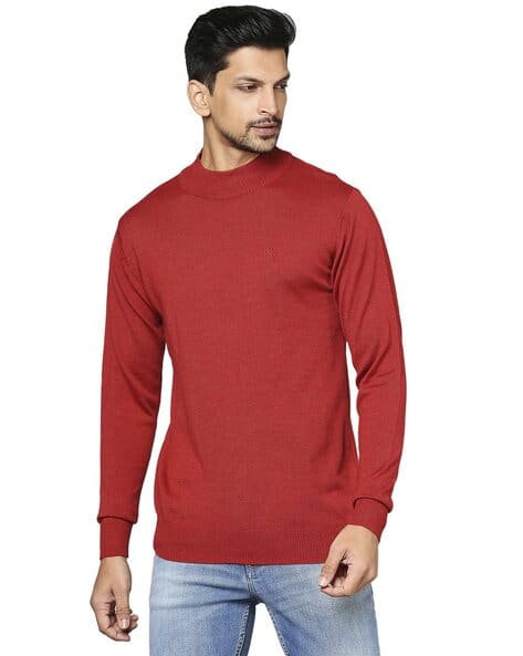 Red Raymond High Neck Sweater Buy Raymond Maroon Printed Sweater
