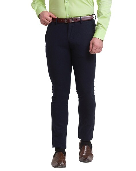 Buy Park Avenue Grey Regular Fit Checks Trousers for Mens Online @ Tata CLiQ