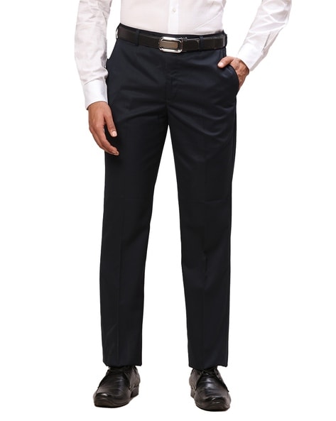 Buy EMPORIO ARMANI FlatFront Regular Fit Trousers  Black Color Men  AJIO  LUXE