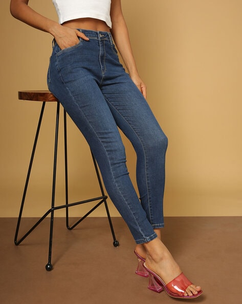 Buy KRAUS Black High Rise Cotton Blend Skinny Fit Women's Jeans