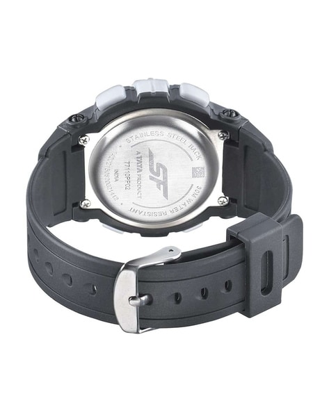 Buy Online SF Digital Dial Black Plastic Strap Watch for Men - nm77079pp02  | Titan