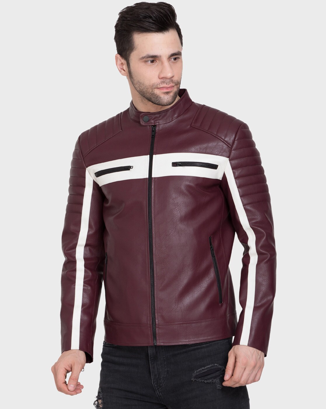 Full Sleeve Party Wear Mens Maroon Leather Jacket at Rs 2900 in Kanpur