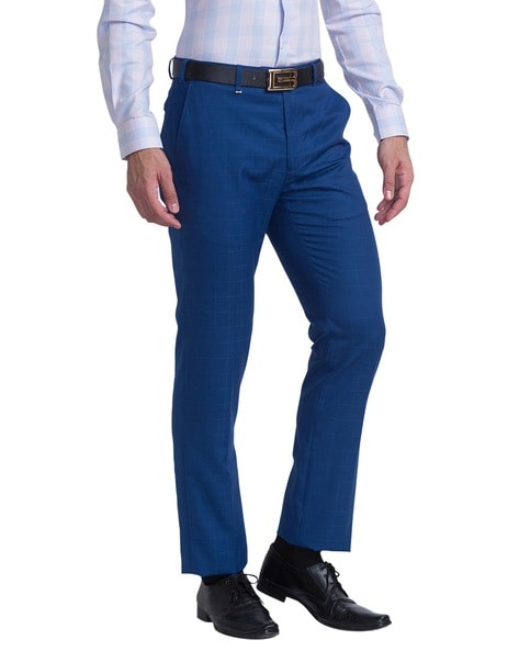 Buy Regular Fit Men Trousers Royal Blue and Green Combo of 2 Polyester  Blend for Best Price Reviews Free Shipping