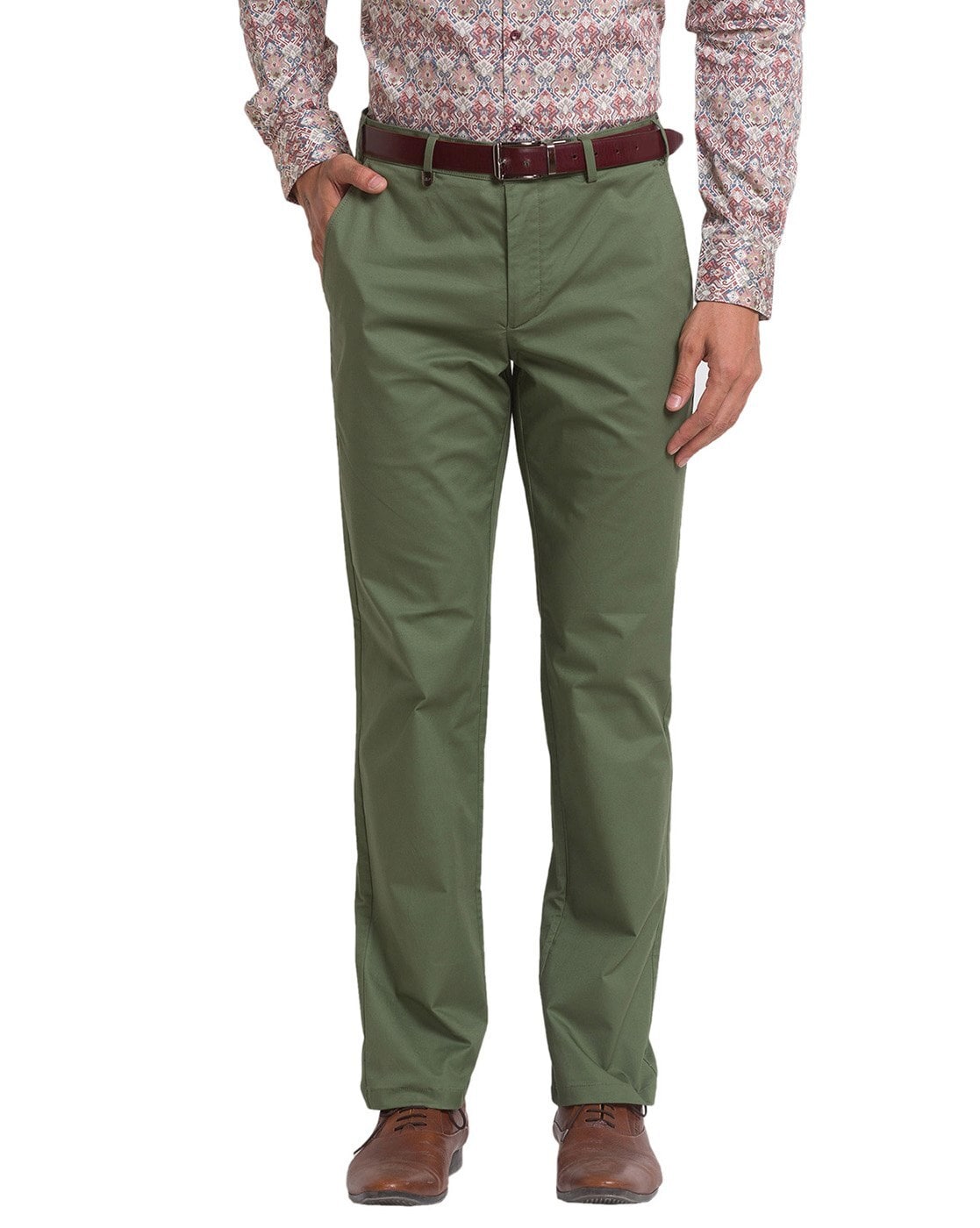 Buy Park Avenue Green Super Slim Fit Flat Front Trousers for Men's Online @  Tata CLiQ