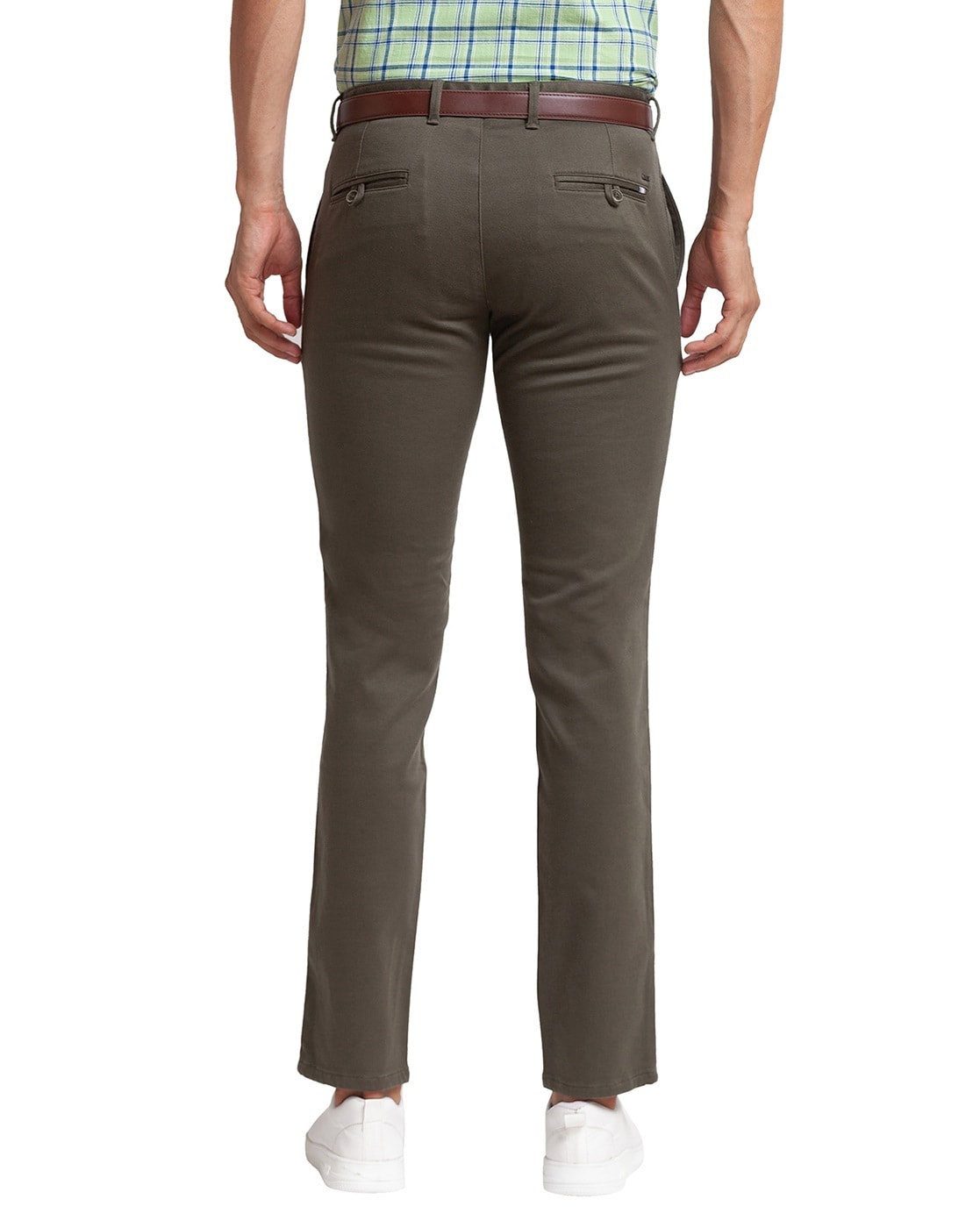 Buy PARX Fawn Mens Tapered Fit 4 Pocket Solid Trousers | Shoppers Stop